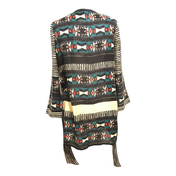 SOFT SURROUNDINGS Women's S / M Black Chelan Wrap Tie Aztec Boho Tribal Cardigan - Picture 3 of 5